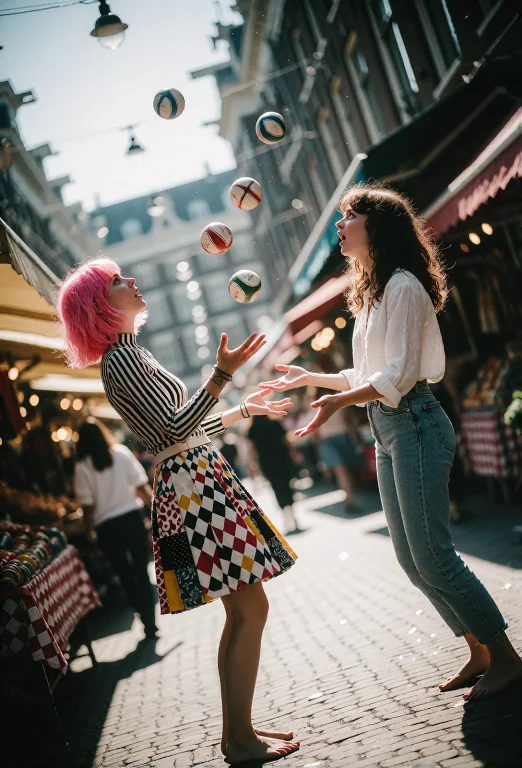 A Dutch-tilt, Medium-wide Shot Capturing Both Full Figures A...