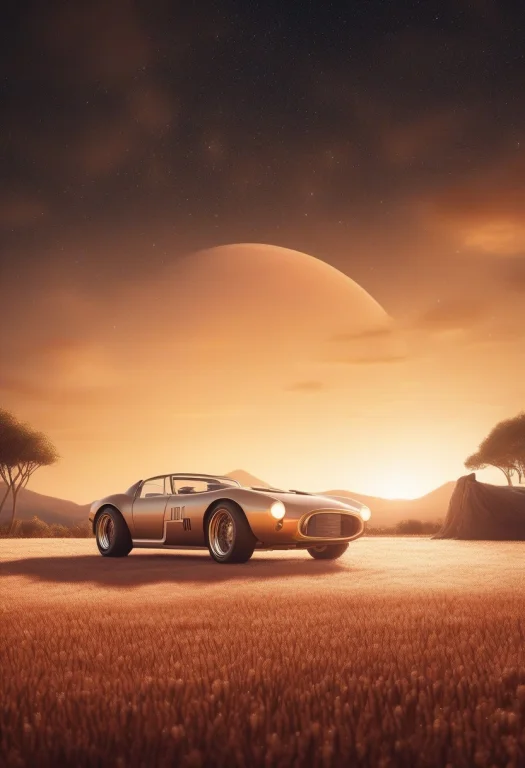 A Hangar Bay Opening Onto A Field Of Stars, Clay Render, Sun...