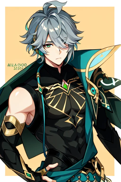 Alhaithamgenshin Impact, 1boy, Male Focus, Hair Over One Eye...