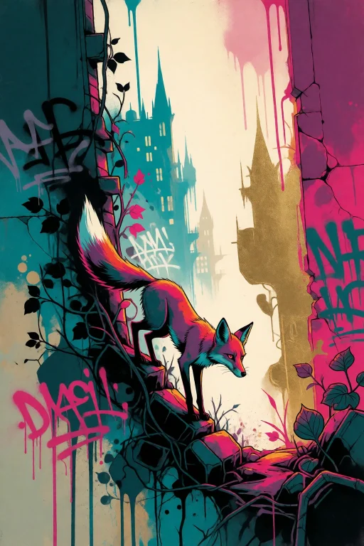 Strangedaal. Multilayer Stencil Graffiti On Abandoned City W...