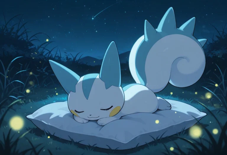 Pachirisu, Pokemon, Full Body, Closed Eyes, Outdoors, Sky, L...