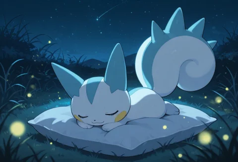 Pachirisu, Pokemon, Full Body, Closed Eyes, Outdoors, Sky, L... — Stable Diffusion AI Prompt: Pachirisu, pokemon, full body, closed eyes, outdoors, sky, lying, pokemon (creat...