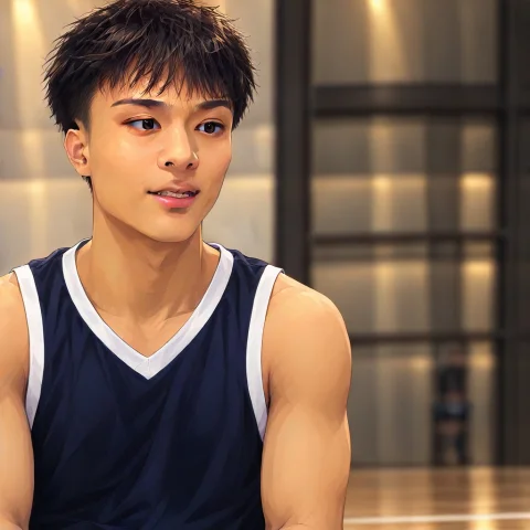 Black Eyes, Basketball Player, Messy Hair, Blue Jersey, Blac... — Stable Diffusion AI Prompt: black eyes, basketball player, messy hair, blue jersey, black hair