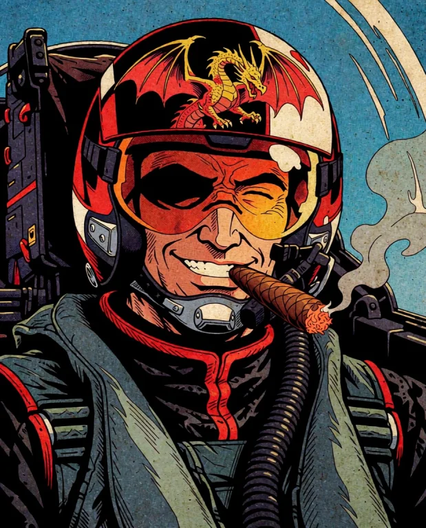 A Male Pilot Sitting In The Cockpit Of A Fighter Jet His Hel...