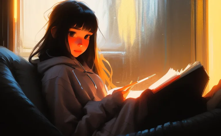 Samdoesarts A Young Woman, In A Cozy Room, Resting In A Couc...