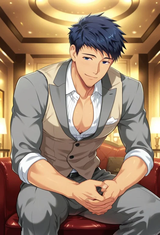 Naoto, Muscular Male, Slim, Blue Eyes, Blue Black Hair, Lora...