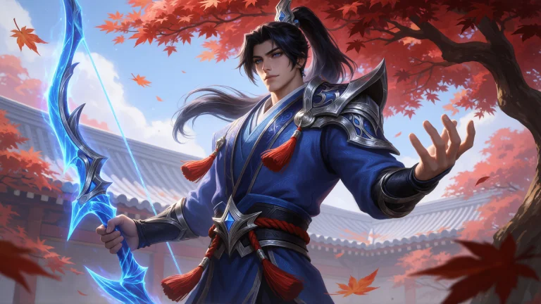 A Man With A Dark Ponytail And Blue Eyes Is Wearing A Blue R...