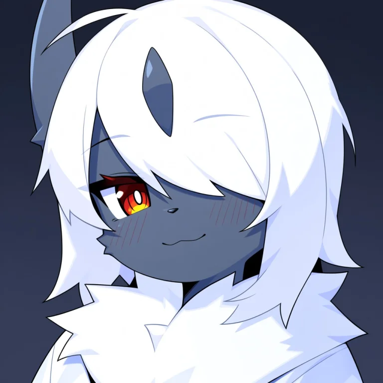 Devvoxy Best Quality, Absol, White Hair, Short Hair, Messy H...