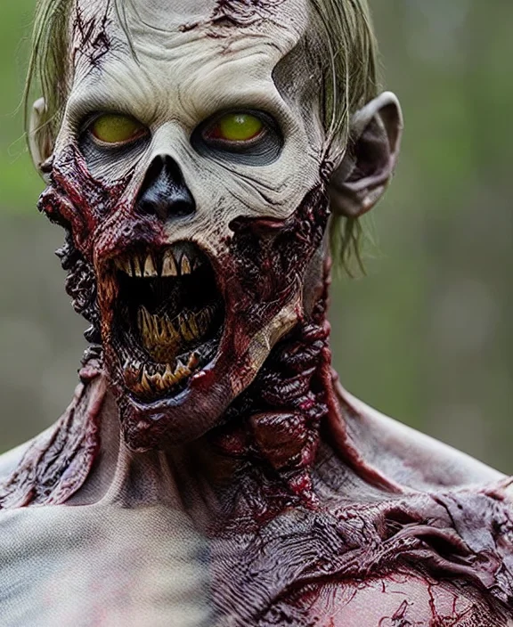 Zombie Eating Deer, Blue Eyes, Bloody, No Hair, Detailed, In...