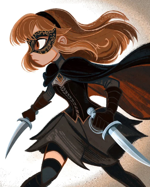 Painting Style Of A Fairytale Book. 1girl, Female Assassin W...