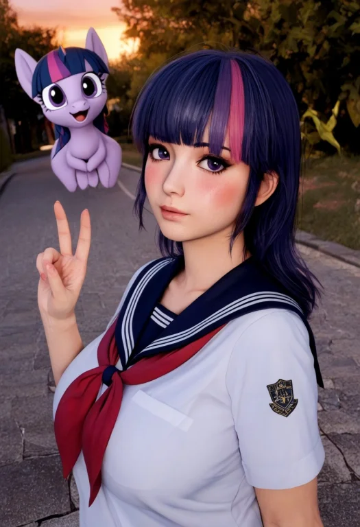 V3x-n41r, 1girl, Upper Body, Twilight Sparkle, Sailor Unifor...