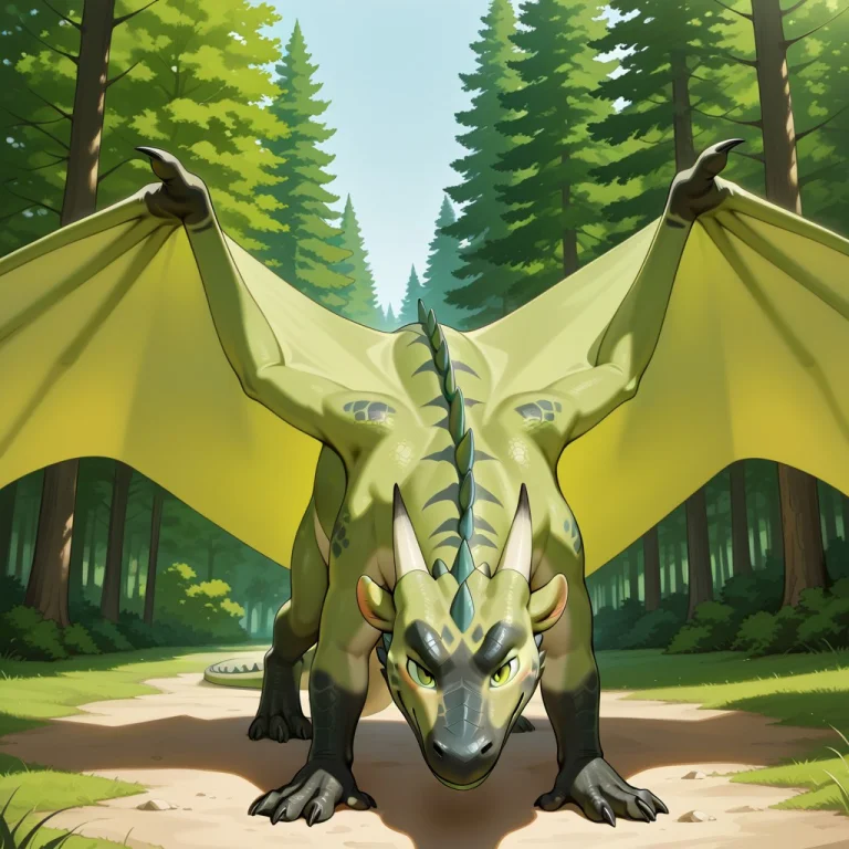 Illusp0s, Greenduv, Solo, 1boy, Feral, Furry, Dragon, Wester...