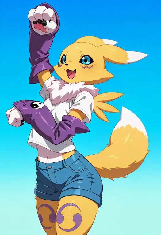 Ch1b1r3n4, Solo, No Humans, Digimon Creature, Renamon, Anima...