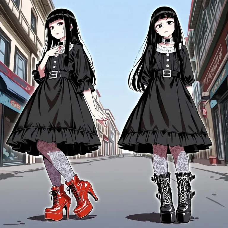 Kishistyle, 1girl, Both, Hime Cut, Goth Dress, Victorian Boo...
