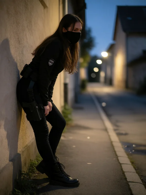 Cinematic Photograph Of A Woman In Infiltration Clothing Lea...