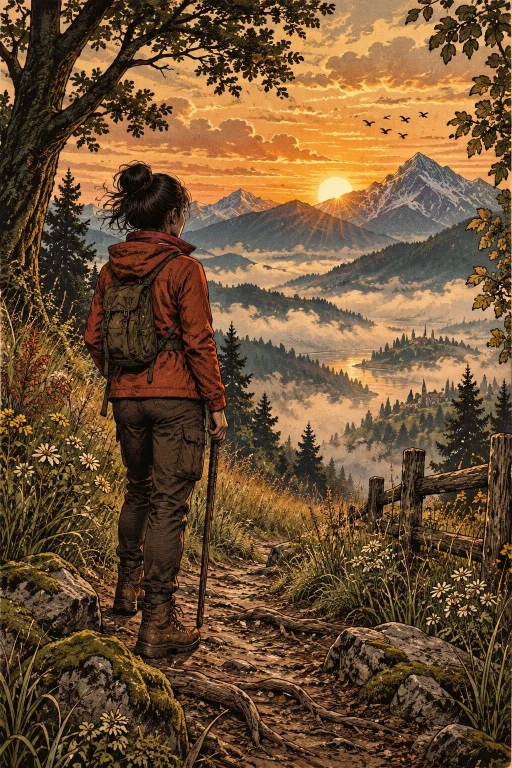 A Serene Cinematic Sunrise Over A Mist-filled Mountain Valle...