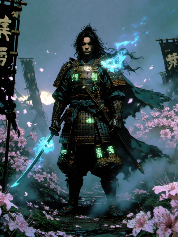 Digital Artwork Of Japanese Fantasy Warrior Illustration, Ci...