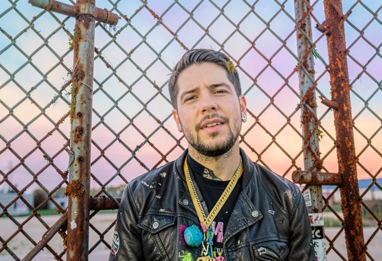 A Punk Look Framed By Chain-link And Rust, Photorealistic, S...