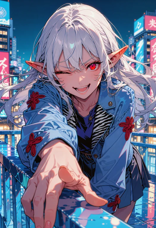 Masterpiece, Digital Anime Illustration Of A Playful Elf Gir...