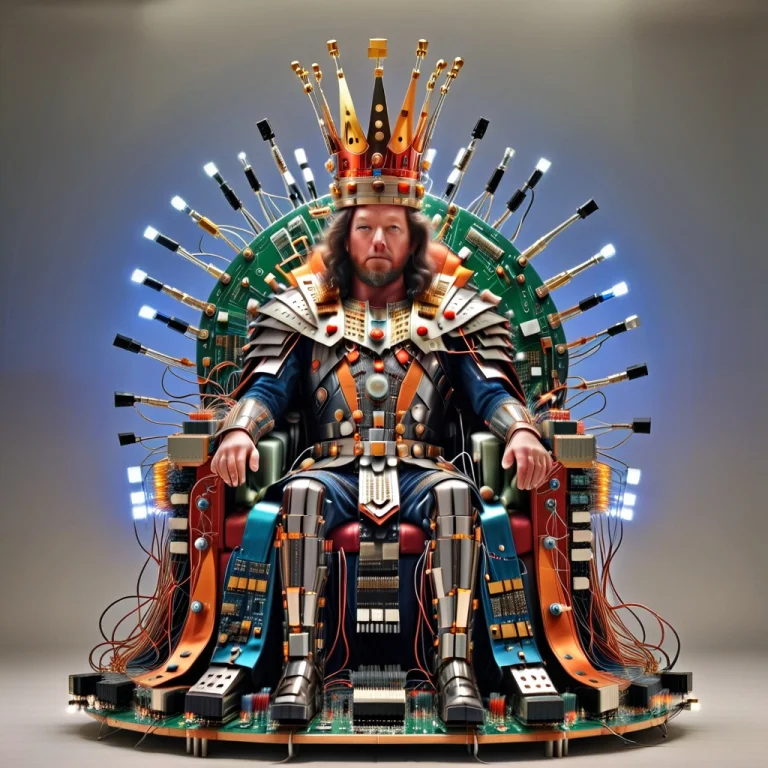 Transistors, An Enormous Majestic King Sitting On A Throne,...