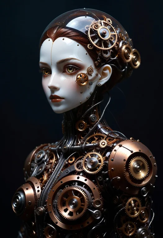 A Beautiful Winter Female Automaton Doll, Dressed In An Eleg...