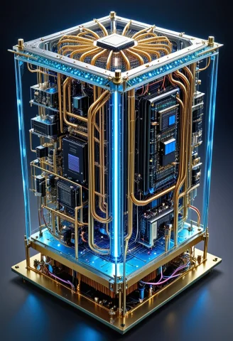 Transistors, Hyper-dense Quokka-inspired Quantum Processor A... — SDXL AI Prompt: Transistors, Hyper-dense quokka-inspired quantum processor array, Syd Mead-style...