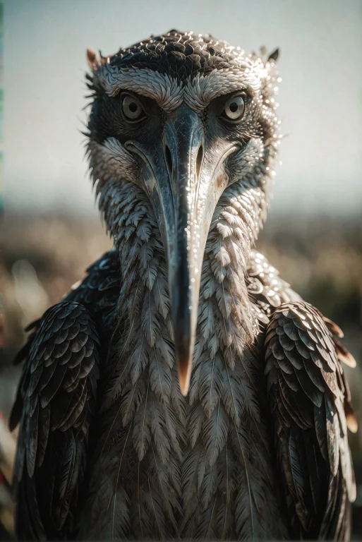 A Towering Avian Monarch Stands In Full Frontal Stance, Its...
