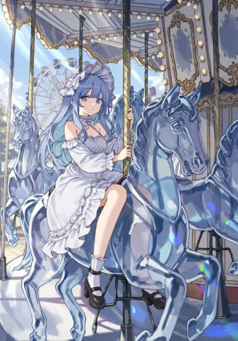 A Female Character With Long Light Blue Hair, Blue Eyes, And... — Stable Diffusion AI Prompt: A female character with long light blue hair, blue eyes, and a neutral expressio...