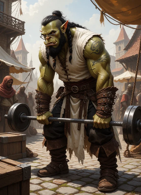 A Tall, Large, And Very Muscular Male Orc With Medieval-styl...