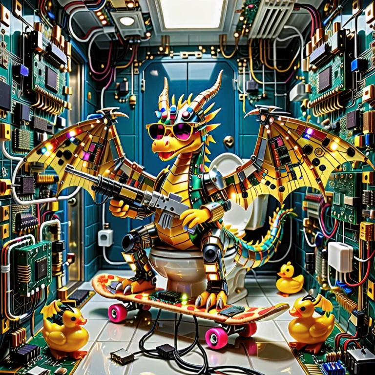 Transistors Style Anthropomorphic Dragon, Body And Wings Con...