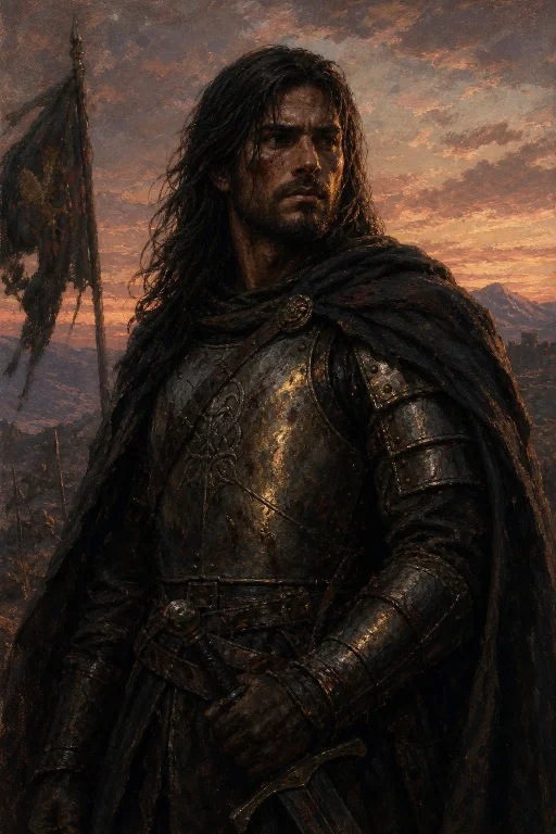 A Highly Detailed Oil Painting Portrait Of A Stoic Warrior S...