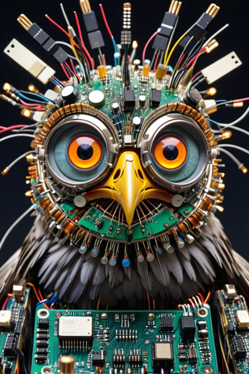 Close-up Portrait Of A Bird With Crazy Eyes. . Transistors....