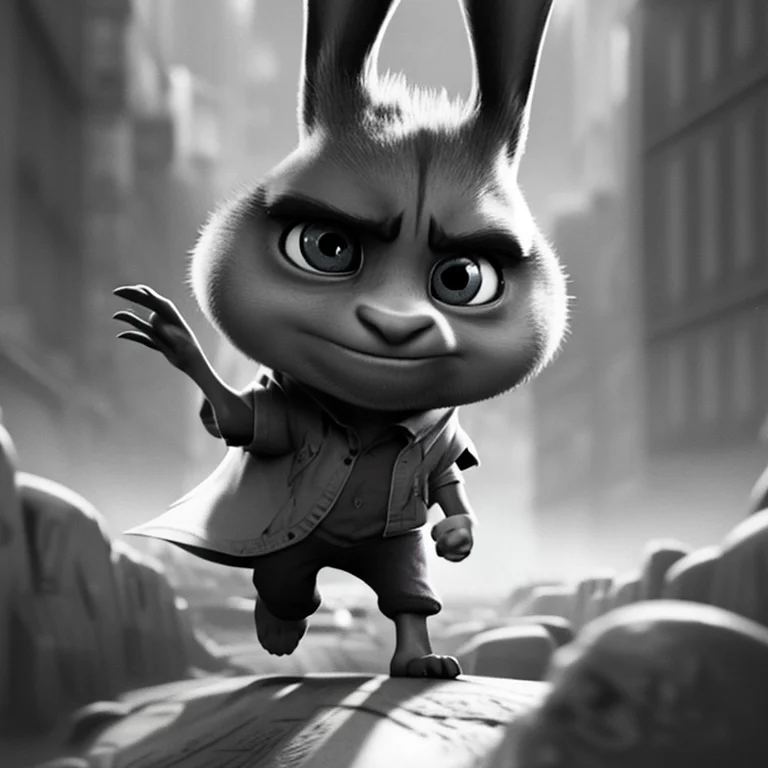 Personification Anthropomorphic Rabbit Running In A Race Fre...