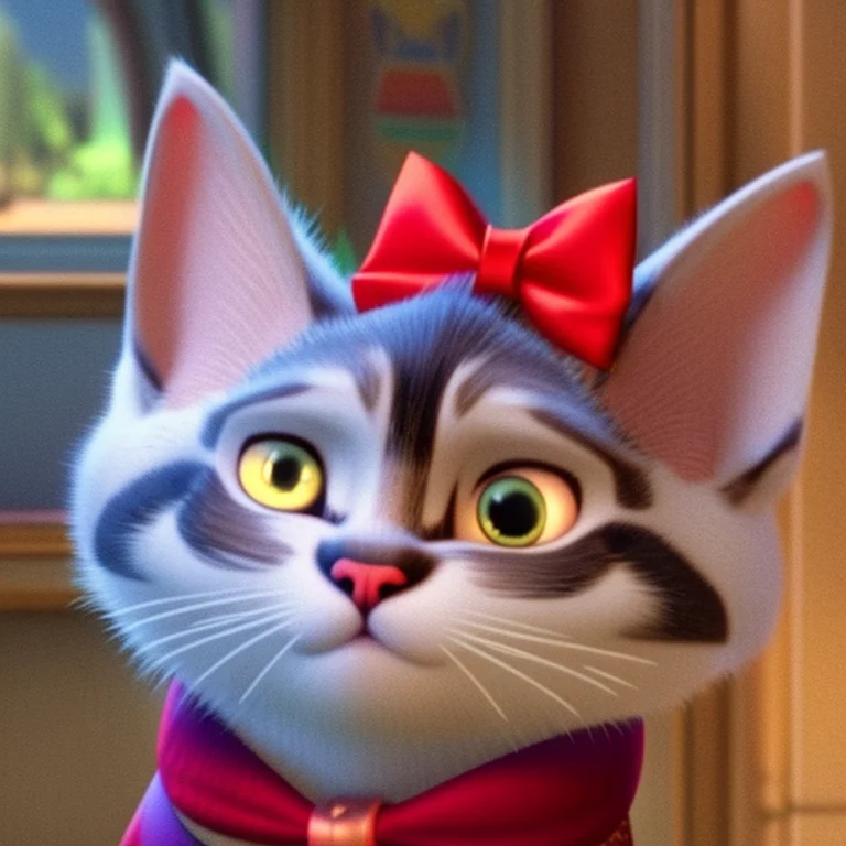 A Cat With A Red Bow0.8 On Its Head Zootopiav4