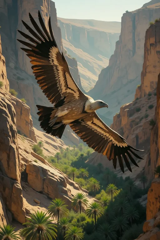 Nature, A Griffon Vulture Soaring Past The Walls Of Todra Go...