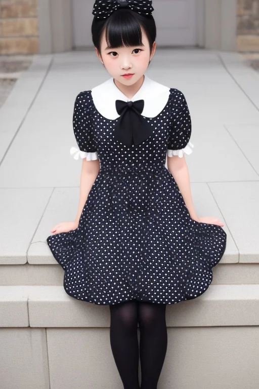 Polkadot, 1girl, Polkadotdress,white Tights, Polkadotbow, Po...