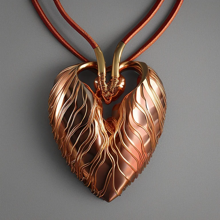 Heartart,realistic Metal Heart Made Out Of Yellow Cables, Wi...