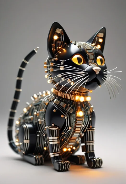 A Cute 3d Cat Constructed Entirely From Electronic Transisto...