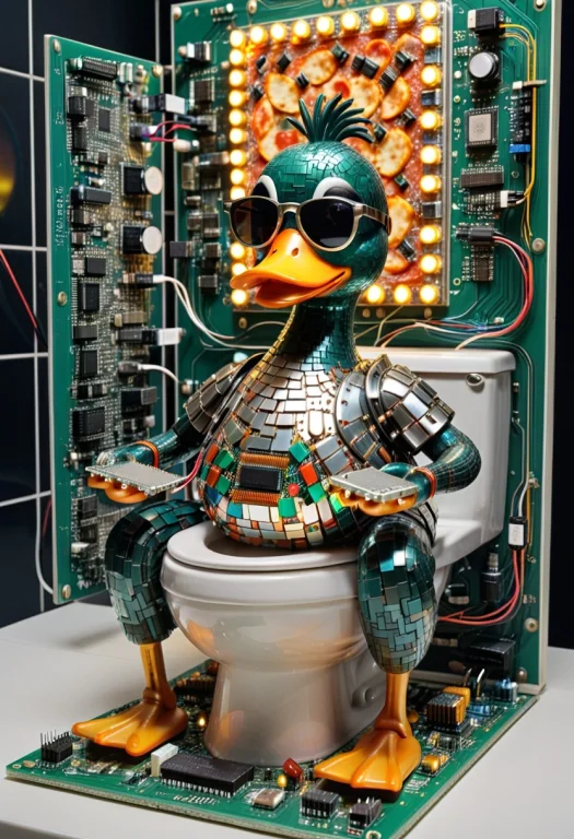 Made Of Transistors, Statue Of A Duck, Sunglasses, Sitting O...