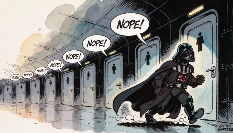 Star Wars Theme, Darth Vader Strides Through A Corridor In T...
