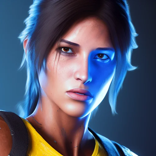 Laracroftsd As Scifi Character With Blackcyberpunk Jacket Wi...