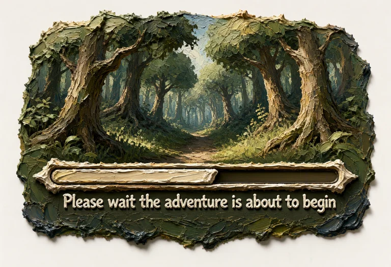 A Single Frozen Image Of A Fantasy Game Loading Screen, Rend...