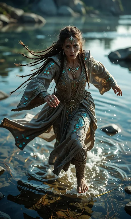 Rpgv7 A Female Grung Wizard With Box Braids, Dynamically Run...