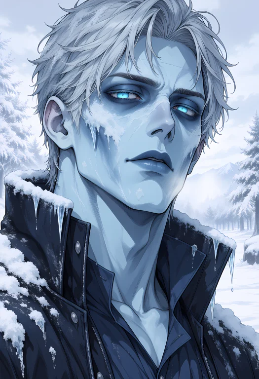 Zombie. A Close Anime Portrait Depicts A Clearly Adult Male...