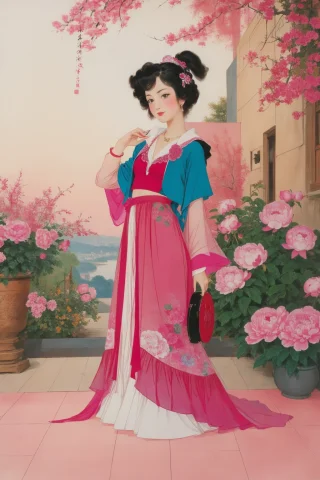1girl, Lora0.8, Full Length Frame Of A Appealing Fuchsia Jac... — Stable Diffusion AI Prompt: 1girl, , Full length frame of a Appealing Fuchsia Jack Russell Terrier, Peony ba...