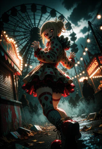 A Dutch Angle Self-portrait Of Adult Himiko Toga From Boku N... — Stable Diffusion AI Prompt: A Dutch angle self-portrait of adult Himiko Toga from *Boku no Hero Academia*, h...