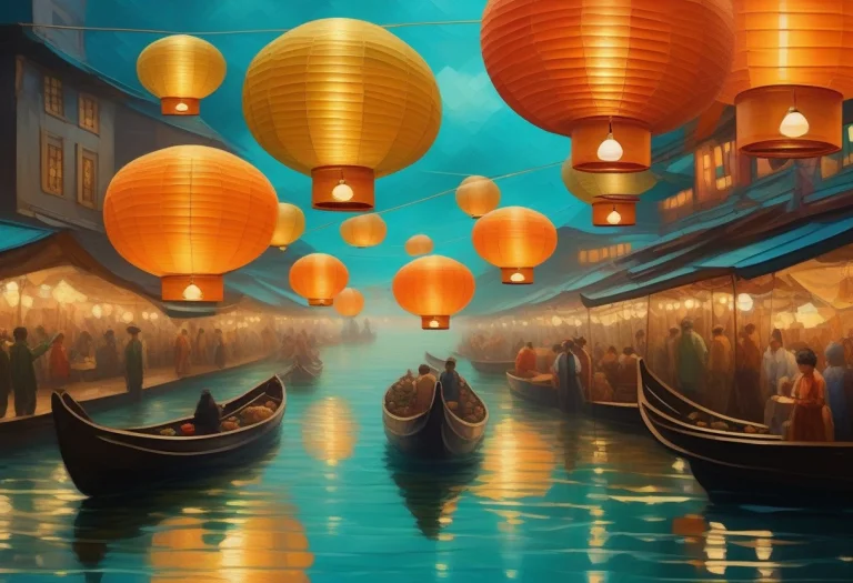Best Quality, Highly Detailed, A Floating Market Of Airships...