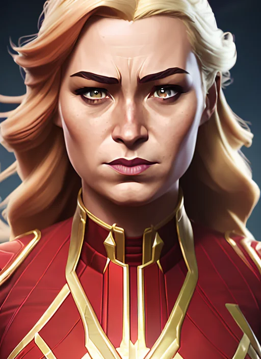 Arcane Style Portrait Of Sks Woman As Captain Marvel, Femini...