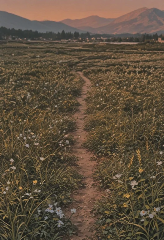 Mountains, Valley Full Of Green Flower, Grey Flowers, Plains...