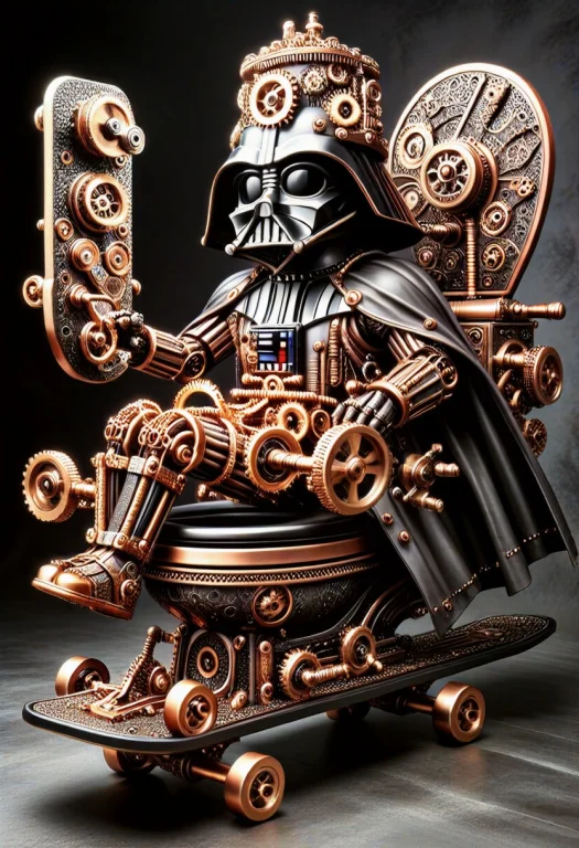 A Steampunknoireai Darth Vader, Sitting, Over A Toilet Bowl,...
